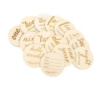 ERINGOGO 14pcs Milestone Cards Wooden Monthly Milestone Discs for Newborn Photography Props Unisex Name Announcement Sign Includes Birth Announcement Unique Designs for Capturing First Year