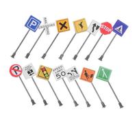 ERINGOGO 14pcs Miniature Traffic Sign Models for Sand Table DIY Realistic Road Block Barricades Smooth Surface Micro Landscape Ornaments for Construction and Decoration
