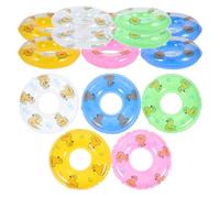 ERINGOGO 15pcs Mini Inflatable Swim Rings Set with Cartoon Duck Patterns, Small Floating Pool and Desktop Photo Props, Multi-Color Mini Swimming Rings for Pool Decoration and Water Play