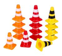 ERINGOGO 15pcs Mini Traffic Cone Toys and Road Sign Education Set for Boys and Girls - Red, Yellow, Orange Cones for Cognitive Learning and Traffic Safety Play