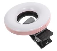ERINGOGO 15x Macro Lens Clip-on Ring Light for Phone, Rechargeable LED Selfie Fill Light in Pink, Mini Portable Phone Lighting for Makeup, Nail Art, Jewelry Close-up Photography and Live