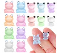 ERINGOGO 16 Pcs Mini Resin Frogs Luminous Glow in Dark Figurines Small Frog Ornaments for Desk Bookshelf Dollhouse Decoration