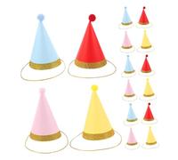 ERINGOGO 16pcs Mini Cone Party Hats for Small Dogs and Cats Reusable Pet Birthday Hats with Pom Poms Comfortable Puppy and Kitten Party Costume Accessories for Birthdays and Festive