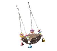 ERINGOGO 1pc Creative Parrot Bite Toy Bells Natural Rattan Swing for Birds Chew and Play Rack for Pets Like Macaws and Cockatiels Exercise and Nail Care