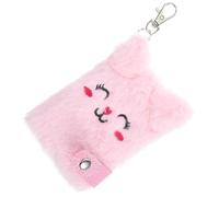ERINGOGO 1pc Fluffy Plush Notebook Keychain Cute Girls Diary for Travel Blank Inner Pages for Writing and Sketching Portable Plush Journal Pink