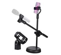 ERINGOGO 1set Adjustable Desktop Mic Stand Phone Holder Clip for All Microphones Sturdy Base Recording Podcasting and Live Streaming Detachable Design for Easy Storage