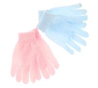 ERINGOGO 1set Exfoliating Bath Gloves for Adults Dual-sided Body Scrub Mitts Blue and Pink Dead Skin Remover Suitable for Skin Types