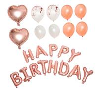 ERINGOGO 1set Happy Birthday Balloon Set Rose Gold Birthday Decorations for Women Party Supplies Elegant Foil and Latex Balloons for Memorable Celebrations