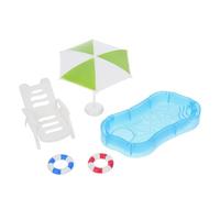 ERINGOGO 1set Miniature Swimming Pool Decoration: Mini Dollhouse Beach Pool Swim Ring Chair Portable Furniture Model for Kids Play and Summer