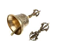 ERINGOGO 1set Portable Copper Handbell Buddha Bell Tibetan Meditation Tool for Ancestral Hall Smooth Polished Finish Unique Carved Design