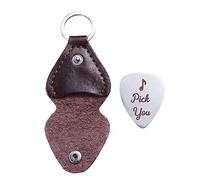 ERINGOGO 1set Valentine's Day Guitar Picks with Leather Case Index Finger Plectrum Unique for Musicians and Guitar Couples Fun Keychain