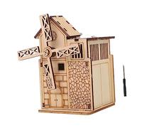 ERINGOGO 1set Wooden Puzzle Music Box for Boy Girl Educational Windmill Plaything Hand-eye Coordination Thinking Skills Includes Motor Accessories