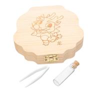 ERINGOGO 1Set Wooden Tooth Box for Deciduous Teeth Storage Holder with Chinese Zodiac Dragon Design Keepsake Box for Storing Lost Teeth Practical and Decorative Present for Boys