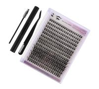 ERINGOGO 1sets Eyelash Extensions Kit with Individual Lash Clusters Curved Tweezers Combs and Gentle Eyelash Glue Remover for Natural Eye Makeup Application Black Tool Bag Included