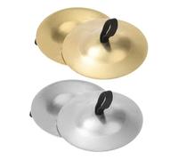 ERINGOGO 2 Pairs Finger Cymbals for Belly Dance Performance Handmade Percussion Instruments Rich Acoustic Sound Enhancer for Dance Rhythm and Celebration Atmosphere Portable Gold Silver