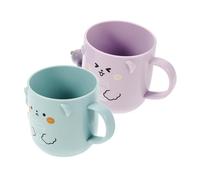 ERINGOGO 2 Pcs Boys and Girls Plastic Bathroom Cups Reusable Toothbrush Cups for Children Featuring Cute 3d Bear Shape Design Made of Sturdy Plastic for Drinking Water and Bathroom Use