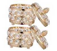 ERINGOGO 2 Pcs Crystal Mirrored Jewelry Boxes Delicate Storage Holders for Rings Earrings Necklaces Sparkling Trinket Organizers Table Decorations