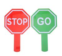 ERINGOGO 2 Pcs Double-sided Traffic Safety Control Signs with Handle, Crossing Guard Paddle for Interactive Traffic Education and Classroom Games