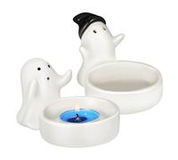 ERINGOGO 2 Pcs Halloween Ghost Candle Holder Small Ceramic Tea Light Holders for Table Centerpiece Compact Halloween Decorations for Cozy Ambiance and Unique Party Gift