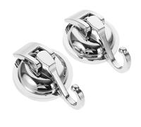ERINGOGO 2 pcs Heavy Duty Suction Cup Hooks Silver Abs Material Strong Hanging Hooks for Kitchen Bathroom Window Towels Clothes Keys Storage