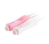 ERINGOGO 2 Pcs LED Ear Cleaner Tweezers with Visible Light Flexible Plastic Earwax Removal Tools for Boy Girl and Portable Ear Cleaning Kit in White and Pink