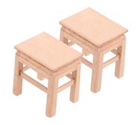 ERINGOGO 2 Pcs Miniature Wooden Stool Model Tiny Chair Prop for Dollhouse Furniture Robust Wood Craftsmanship Realistic Detailing Versatile Design for Mini House Decor