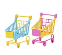 ERINGOGO 2 Pcs PVC Simulation Trolley Mini Shopping Cart with Dolls Storage Rack for Playing, Random Color, Suitable for Storage and Pretend Play Random Color