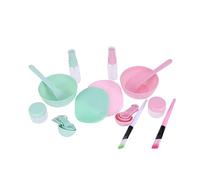 ERINGOGO 2 Set DIY Facial Mask Bowl Set with Silicone Brush Spoon Stick for Women Pink Green Mixing Tool Kit Reusable Plastic Beauty Tools for Skincare and Makeup Application Random Color