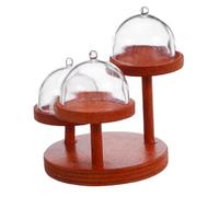 ERINGOGO 2 Set Miniature Dollhouse Snack Stand with Food Covers Realistic Fruit Vegetable Rack for Creative Roleplay and Dessert Display Gift for Collectors