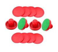 ERINGOGO 2 Sets Air Hockey Pucks and Pushers Replacement Pads Self-adhesive Lint Sticker Accessories for Tabletop Hockey Games Red Pushers with Pucks Friction-reducing Pads for Smooth Play
