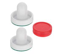 ERINGOGO 2 Sets Air Hockey Pushers with White Plastic Pucks and Red Balls Wear Resistant Ice Hockey Parts Replacement for Table Games Portable and Durable Game Accessories
