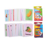 ERINGOGO 2 Sets Cognitive Learning Flash Cards for Boy Girl Educational for Fruits Vegetables for Speech Therapy and Early Learning Activities