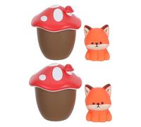 ERINGOGO 2 Sets Interactive Mushroom House Playset with Animal Toys - Russian Nesting Dolls Garden Figurine for Kids Baby Toddlers Montessori Easter (Fox)