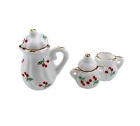 ERINGOGO 2 Sets Miniature Ceramic Kettle and Cups DIY Accessory Dollhouse Ornaments for Fairy Garden and Micro Landscape Decoration