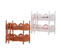 ERINGOGO 2 Sets Miniature Dollhouse Bunk Beds for Bedroom Role Play Realistic Plastic and Fabric Furniture Accessories Design for Imaginative Childrens Play and Spatial Development