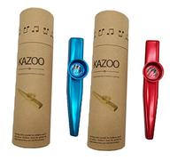 ERINGOGO 2 Sets Portable Metal Kazoo Set Kazoos Red Blue with Paper Tubes Easy to Play Musical Instruments for All Ages for Guitar Ukulele and More