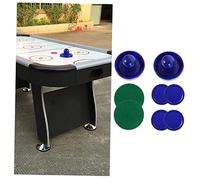 ERINGOGO 2 Sets Wear Resistant Air Hockey Pucks and Paddles Plastic Handles with Felt Pads Blue Mini Table Accessories for Quick Replacement and Play