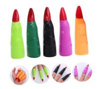 ERINGOGO 20 Pieces Halloween Fake Witch Fingers Nail Covers Scary Zombie Press Nails with Black Orange Purple Dark and Light Green Colors for Party Costume and Cosplay