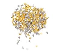 ERINGOGO 200pcs Metal Nail Charms and Gems 2pcs Small Silver and Gold Studs Flat Base for Acrylic Nail Art Manicure Decorations