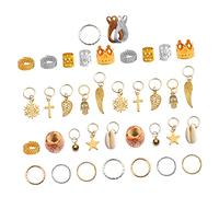 ERINGOGO 202pcs Hair Tube Dreadlocks Rings with Shapes and Natural Wood Beads Metal Hair for Braids Secure Non Slip Accessories for Women and Men