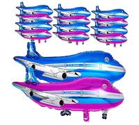 ERINGOGO 20Pcs Foil Airplane Balloons Vibrant for Birthday Party Decorations Aviation Theme Events and Fun Celebrations Lightweight Safe Foil