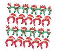 ERINGOGO 20Pcs Inflatable Christmas Headbands Party Balloon Hairbands with Cartoon Santa Snowman Designs Lightweight Aluminium Film Photo Props for Festive Celebration and Christmas