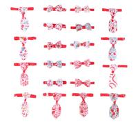 ERINGOGO 20pcs Pet Necktie Set with Heart-shaped Cupid Bow Ties, Romantic Cat and Dog Bow Ties for Valentine’s Day Party Photo Props, Mixed Styles for Cats and Puppies