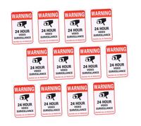 ERINGOGO 20pcs Self-adhesive Hour Video Surveillance Warning Stickers Outdoor Cctv Signs for Walls Fences Gates Bright Visible Security Alerts