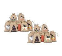 ERINGOGO 24pcs Halloween Drawstring Linen Bags with Festival Print Lightweight Candy and Snack Gift Pouches Reusable Treat Sacks for Party Favors and Small Item Storage