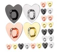 ERINGOGO 24pcs Heart-shaped Phone Charm Hooks Adhesive Metal Finger Grip Holders for DIY Phone Tablet Accessories Compact Stylish Grip with Steel Gold Black Rose Gold Colors
