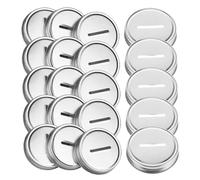 ERINGOGO 24pcs Regular Mouth Coin Bank Lids for Mason Jars Metal Slot Covers with Opening Savings Jar Inserts for Piggy Banks and Small Item Storage Easy to Install
