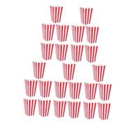ERINGOGO 25pcs Classic Red and White Striped Popcorn Cups Paper Snack Containers for Parties Carnival Theme Appetizer Holders Sturdy Portable Paper Popcorn Boxes for Movie Nights and Events