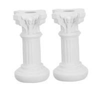 ERINGOGO 2pcs 11cm White Resin Roman Column Statues with Holes, Decorative Miniature Pillars for Wedding Photo Props, Garden Outdoor Craft DIY and Home Accent Decor