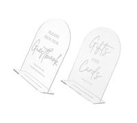 ERINGOGO 2pcs Acrylic Wedding Calligraphy Table Signs with Arch Design Transparent Party Table Top Signs for Reception Birthday Corporate Events Versatile Decoration for Formal Gatherings